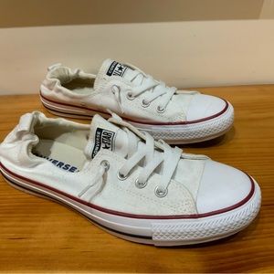Converse All Star Sneakers Women's 9.5 White Canvas Pull On Low Top